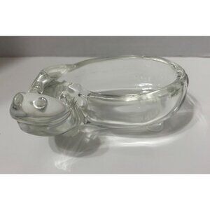 VTG MCM Sasaki Japan Art Glass Crystal House Hippo Candy & Nut Dish 6"